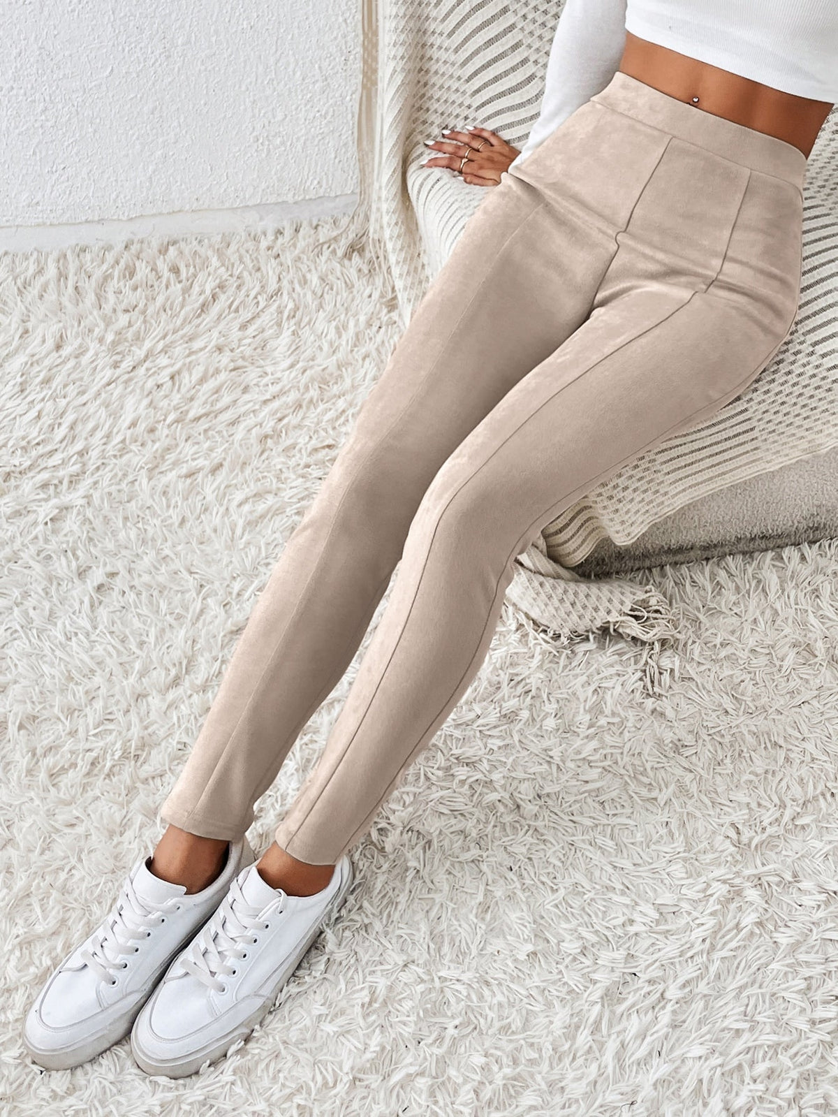 Leggings monocolore vita alta