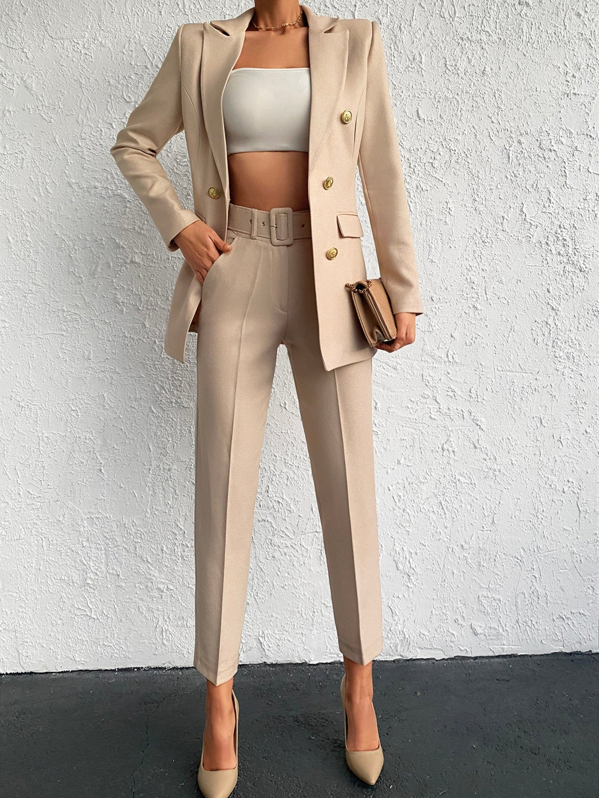 Completo Giacca Doppiopetto E Pantaloni Monocolore