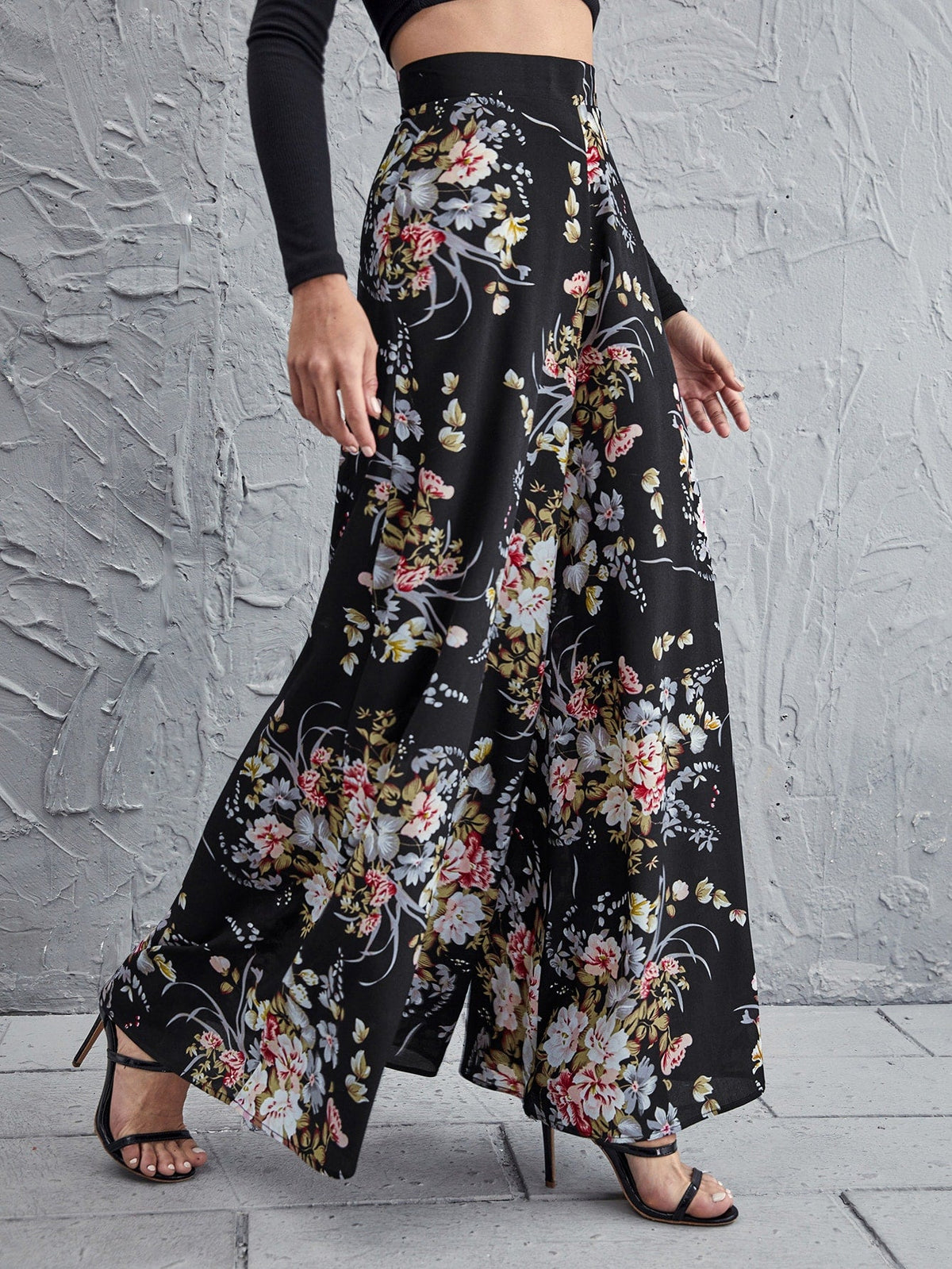 Pantaloni Cerniera Floreale Bohemien