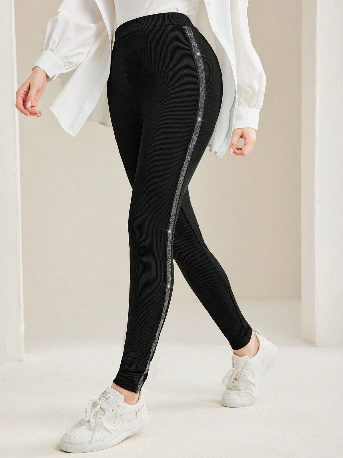 Leggings A Pannelli In Mesh A Contrasto Con Texture