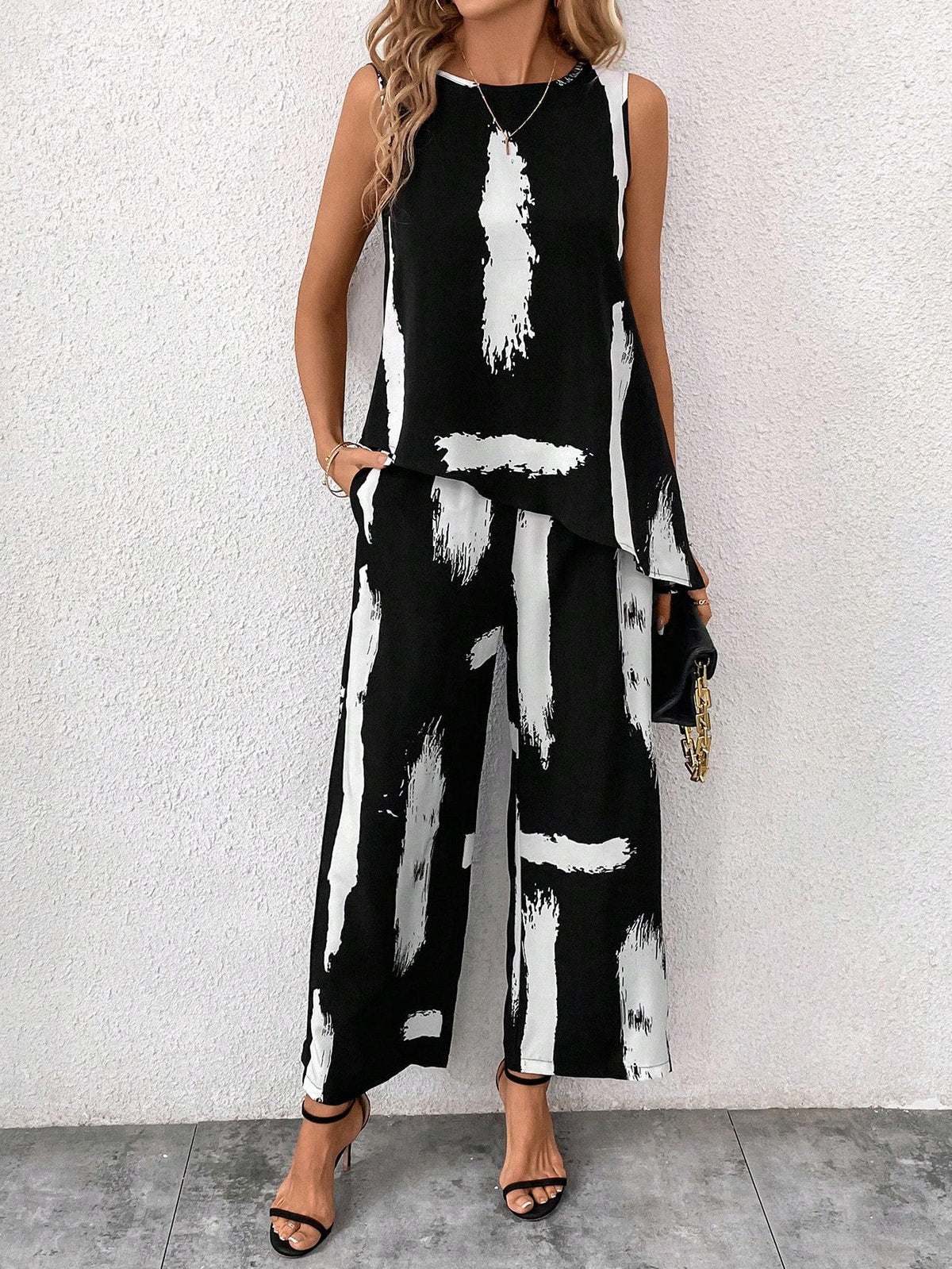Canotta E Pantaloni Larghi Con Tasche Set Di 2 Pezzi
