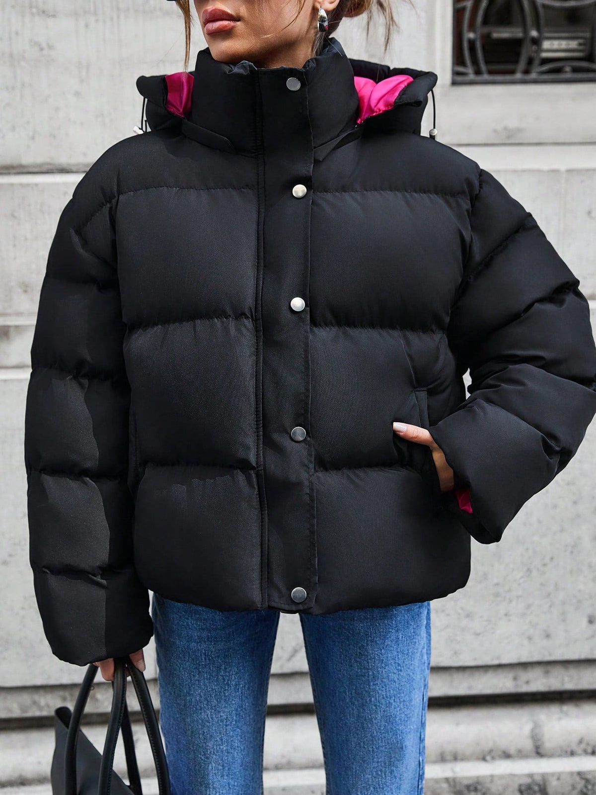 Cappotto Con Cerniera, Cappuccio, Imbottito Spesso e a doppio strato