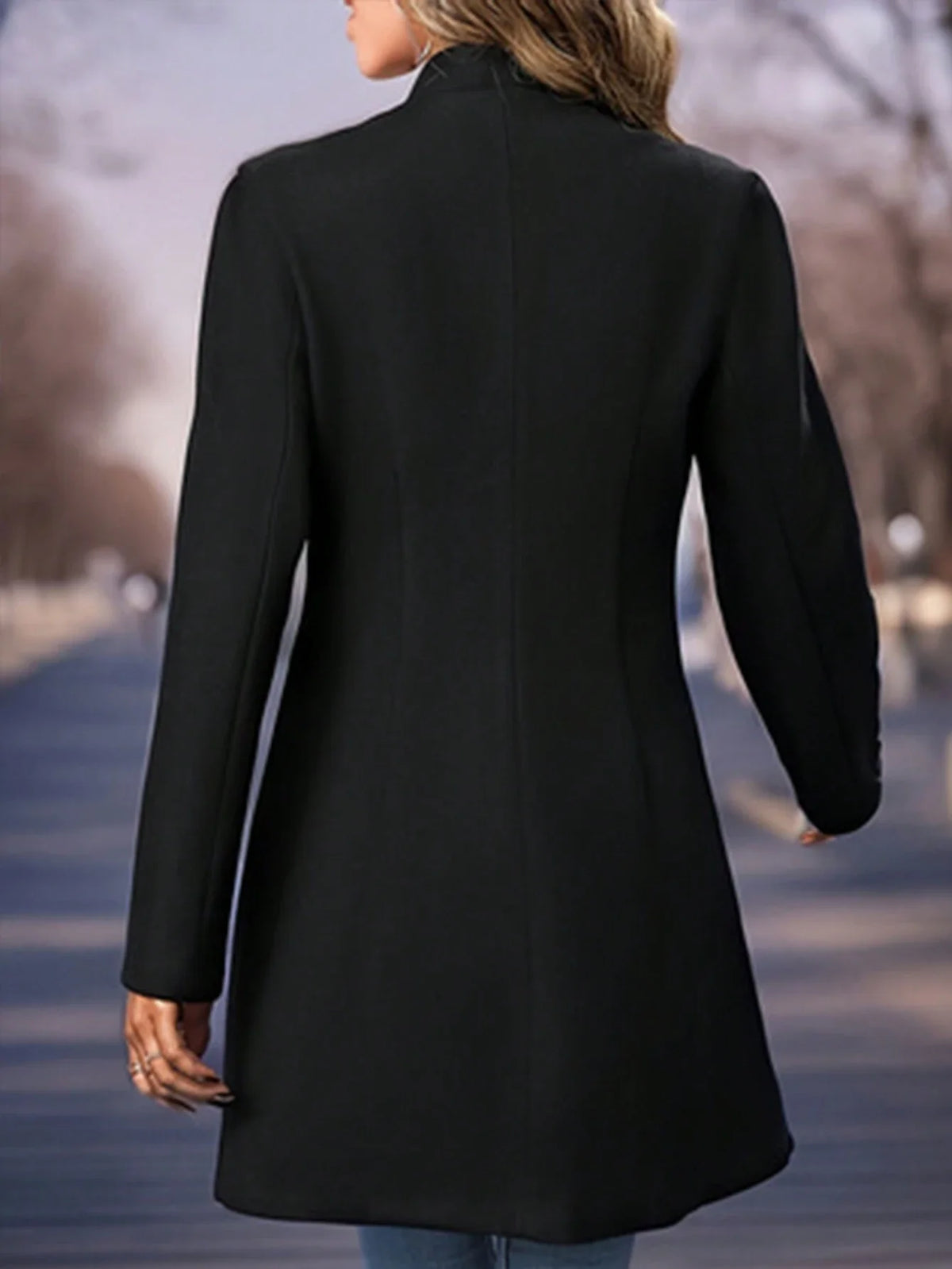 Cappotto elegante da pendolare in lana a tinta unita, monopetto, a maniche lunghe, per autunno/inverno, adatto alle donne