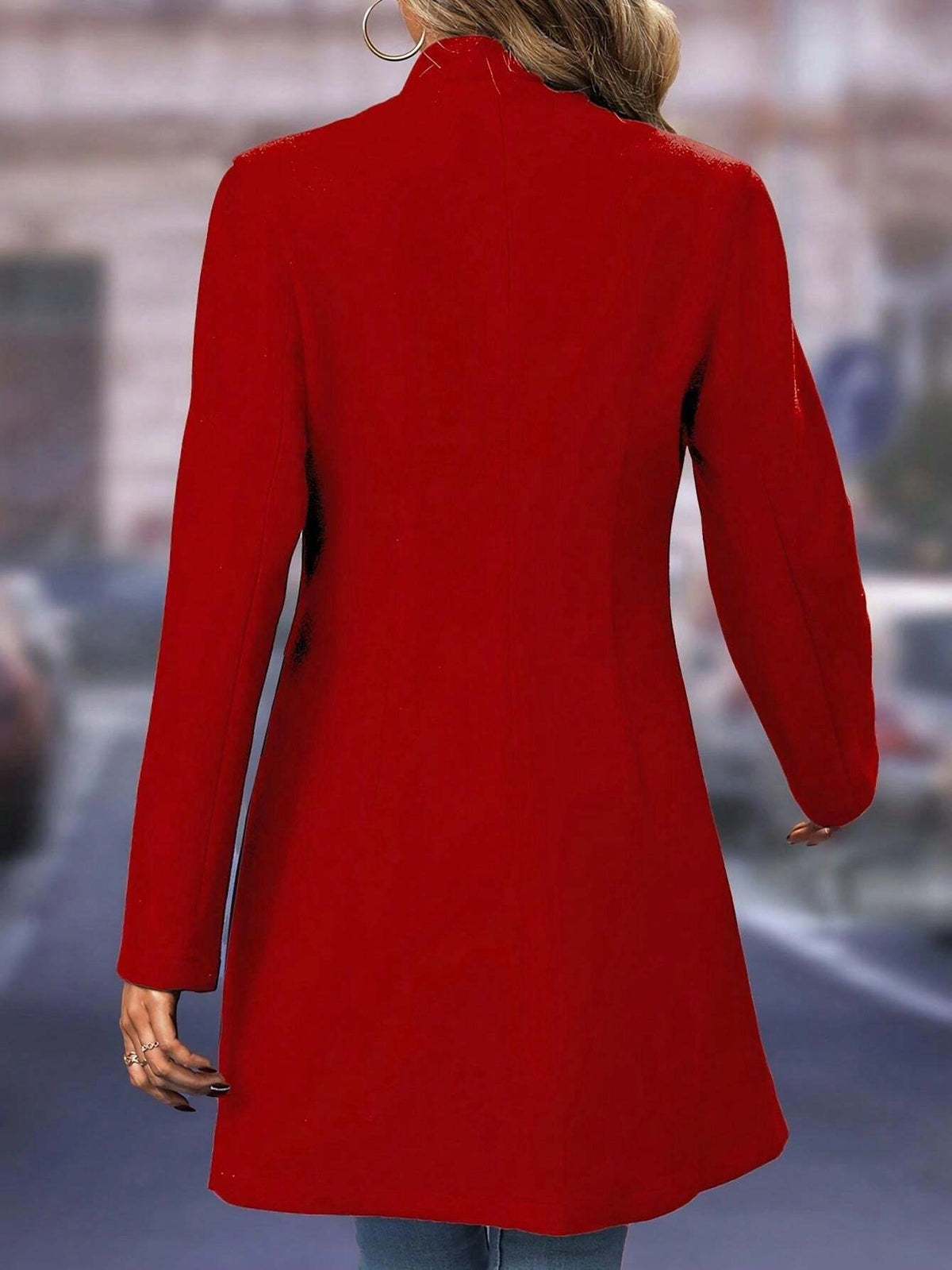Cappotto in misto lana elegante e alla moda di media lunghezza, adatto per autunno e inverno, da donna