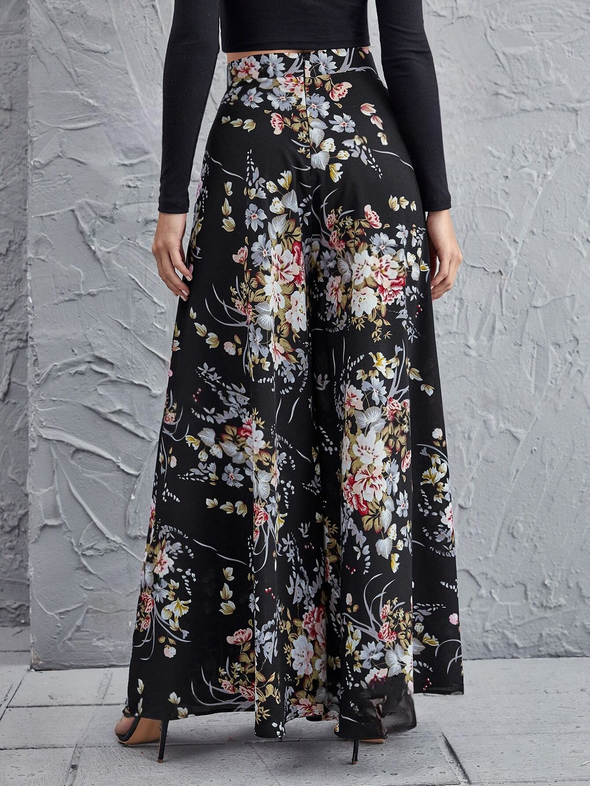 Pantaloni Cerniera Floreale Bohemien