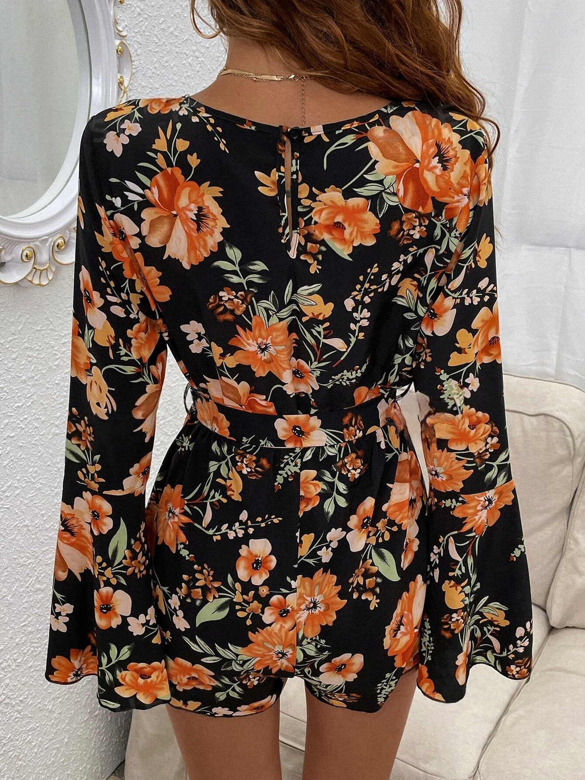 Tute Cintura Aderente Floreale stampa dappertutto Bohemien