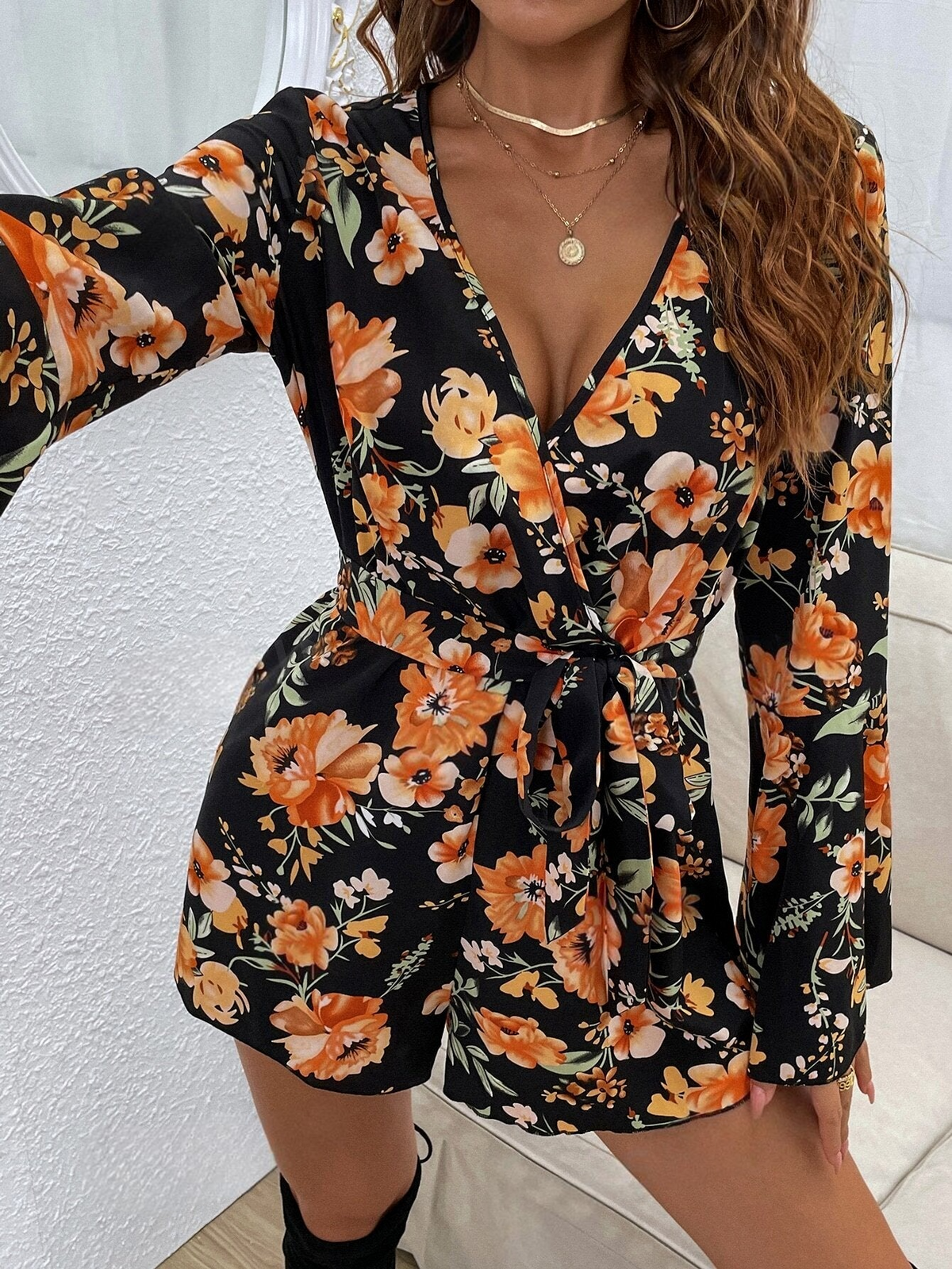 Tute Cintura Aderente Floreale stampa dappertutto Bohemien