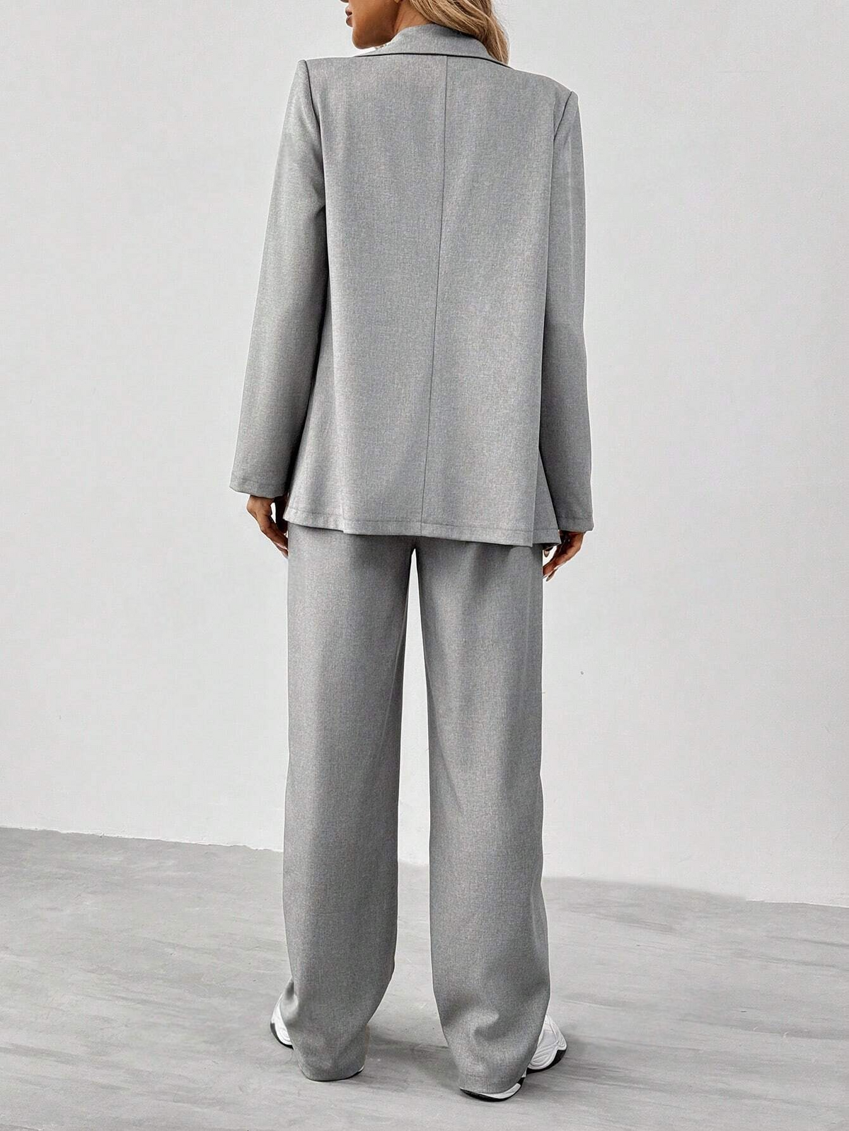 Blazer Con Collo A Bavero Solido E Pantaloni Da Completo Da Lavoro