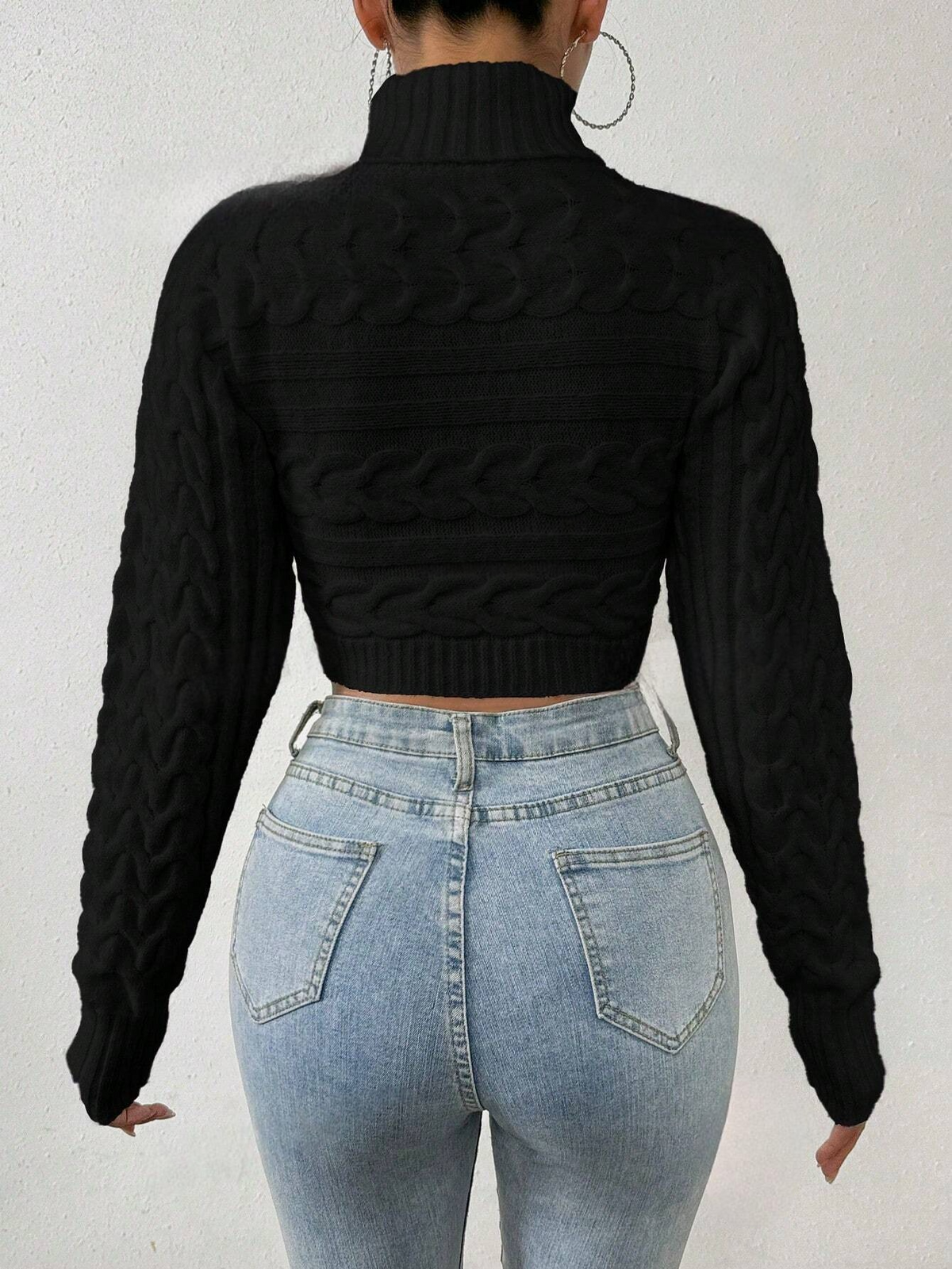 Maglione Crop Collo Alto Da Donna