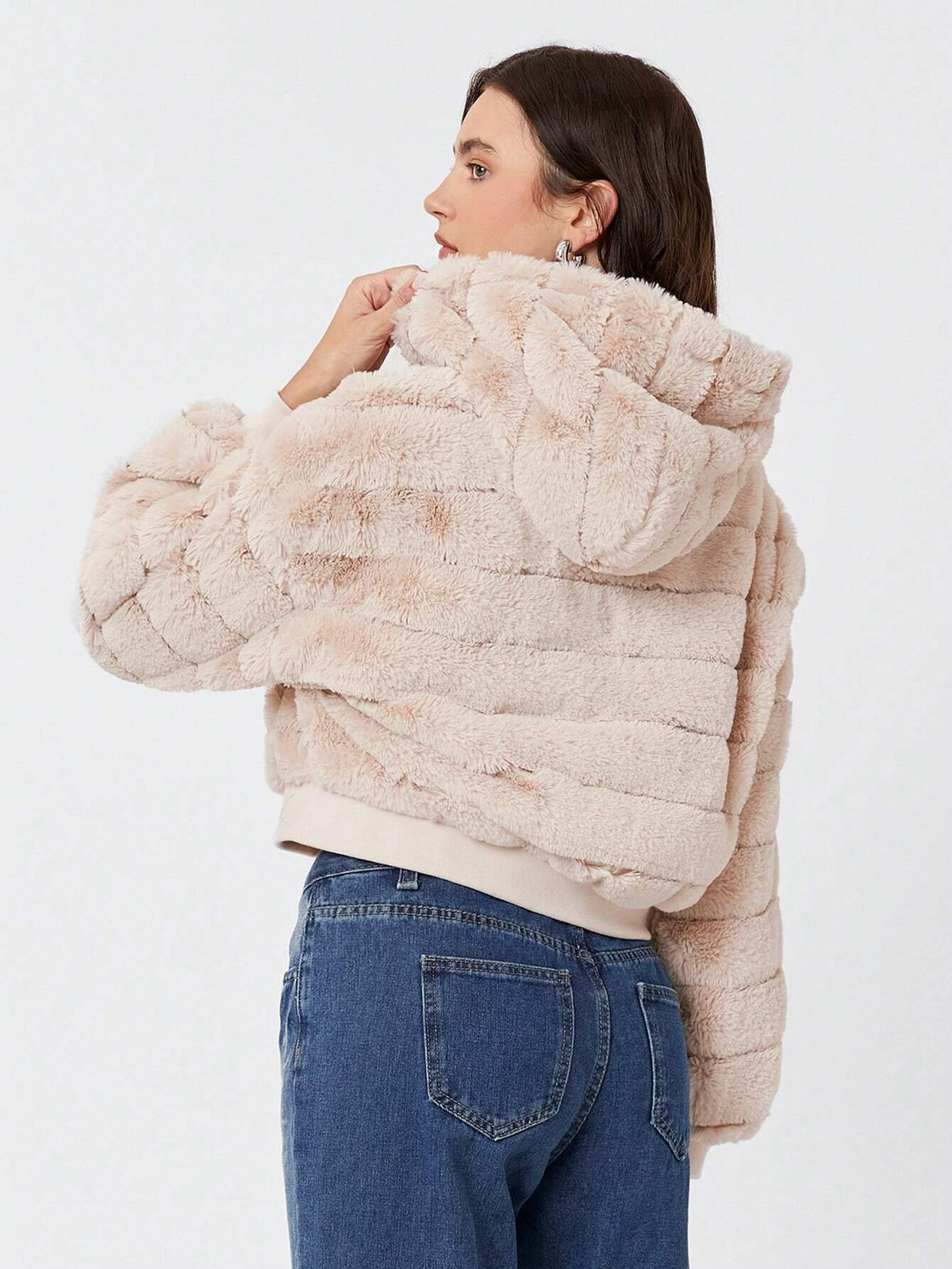 Cappotto con zip con cappuccio morbido