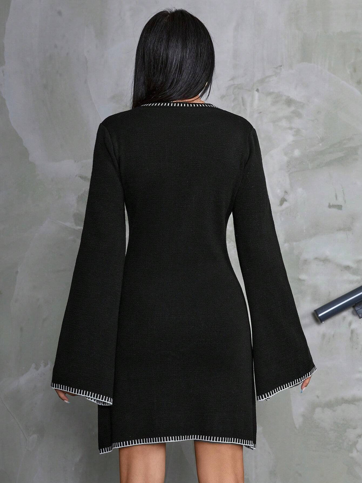 Abito maglione a blocchi di colore donna con bordi a righe