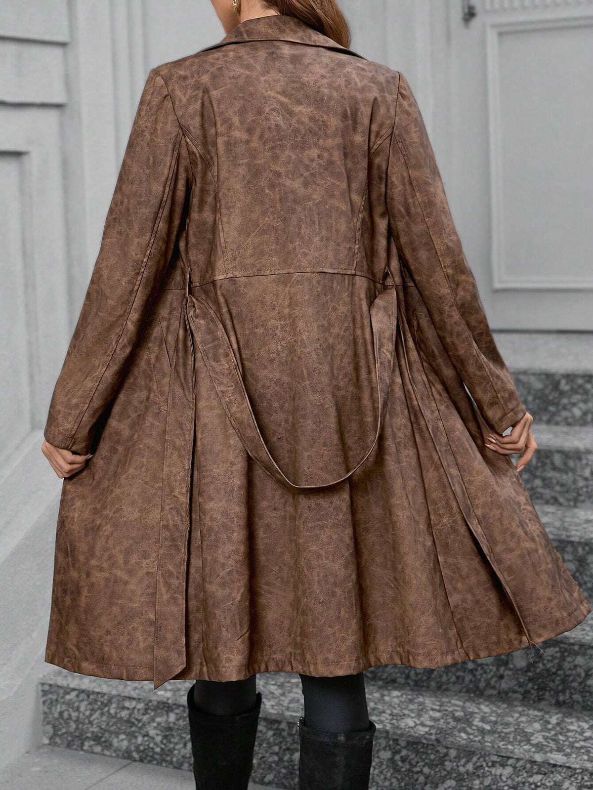Cappotto elegante con bavero e maniche lunghe da donna per primavera e autunno