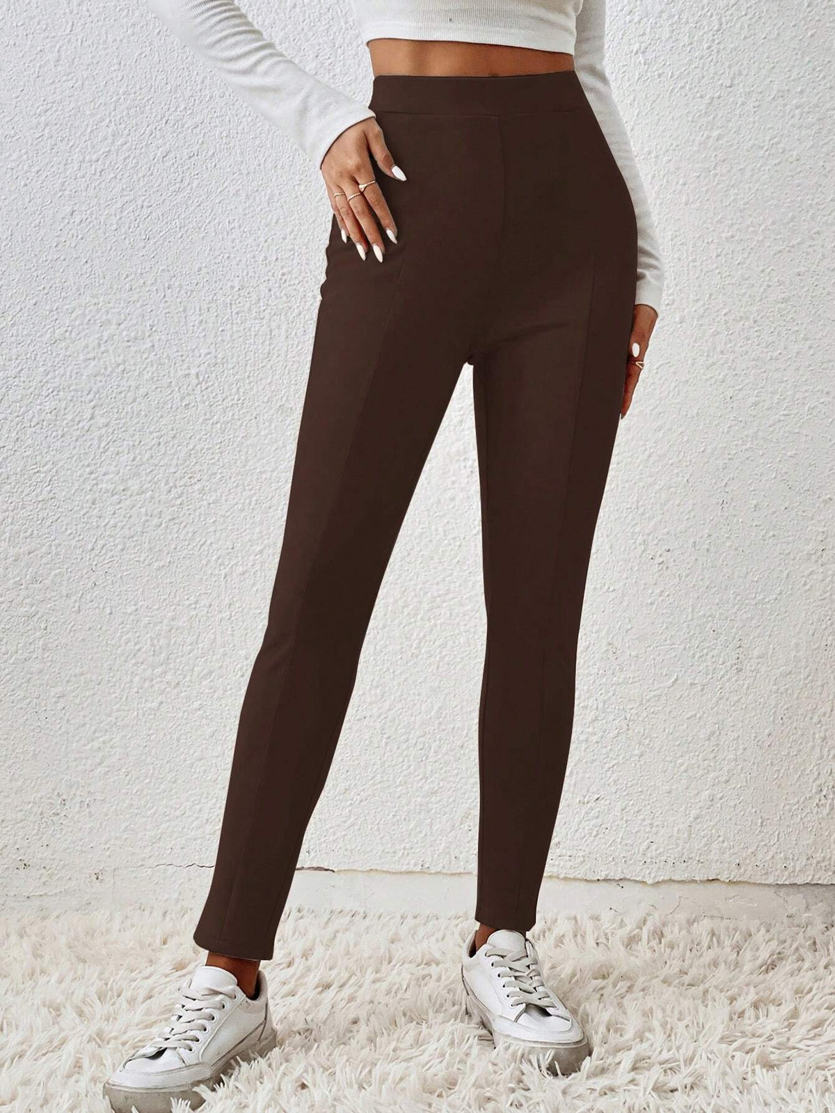 Leggings monocolore vita alta