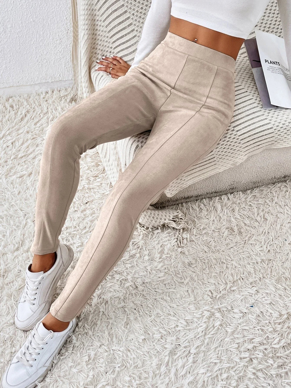 Leggings monocolore vita alta