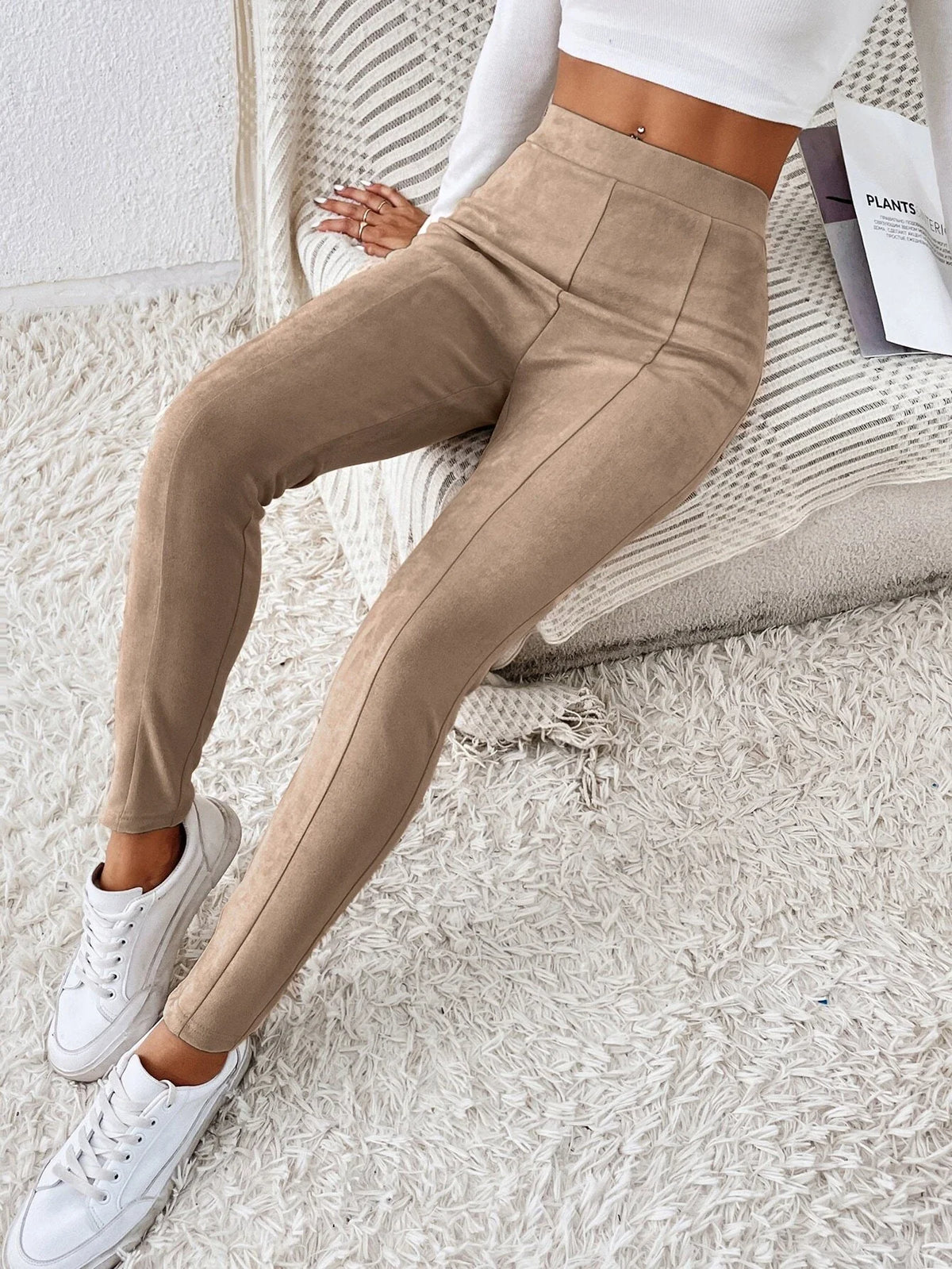 Leggings monocolore vita alta