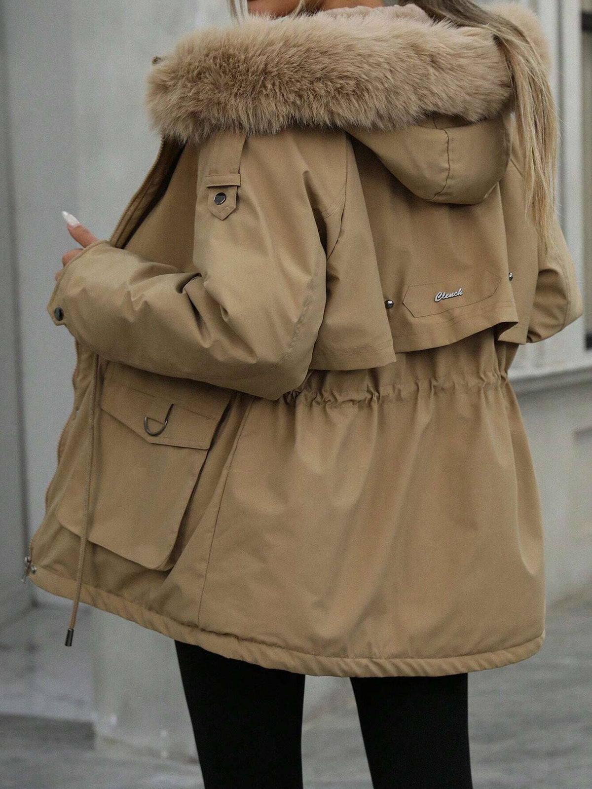 Parka con imbottitura oversize da donna, fodera in pile spesso, di media lunghezza, invernale