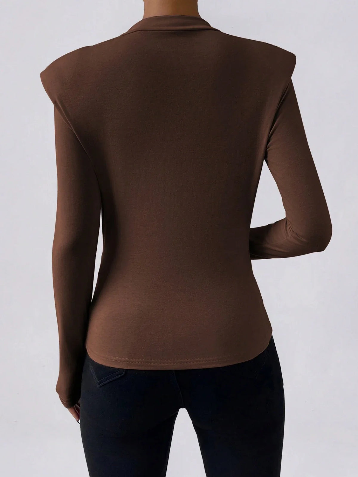 Maglia Alla Moda Tinta Unita Con Spalline Imbottite