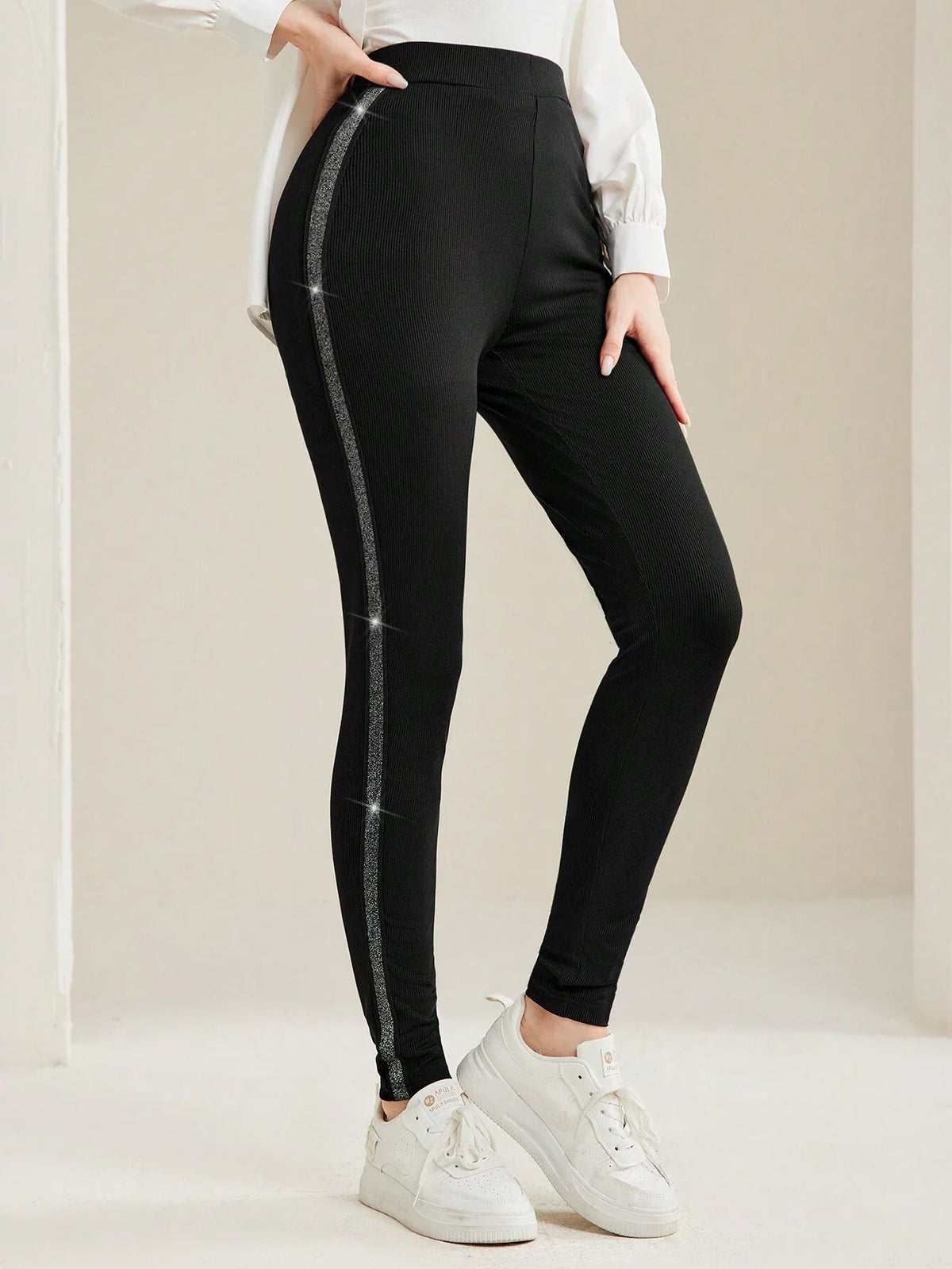 Leggings A Pannelli In Mesh A Contrasto Con Texture