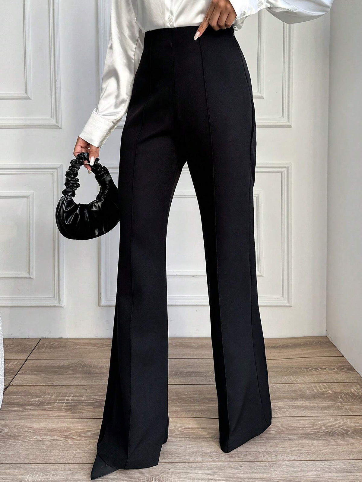 Pantalone A Palazzo A Vita Alta, Tinta Unita
