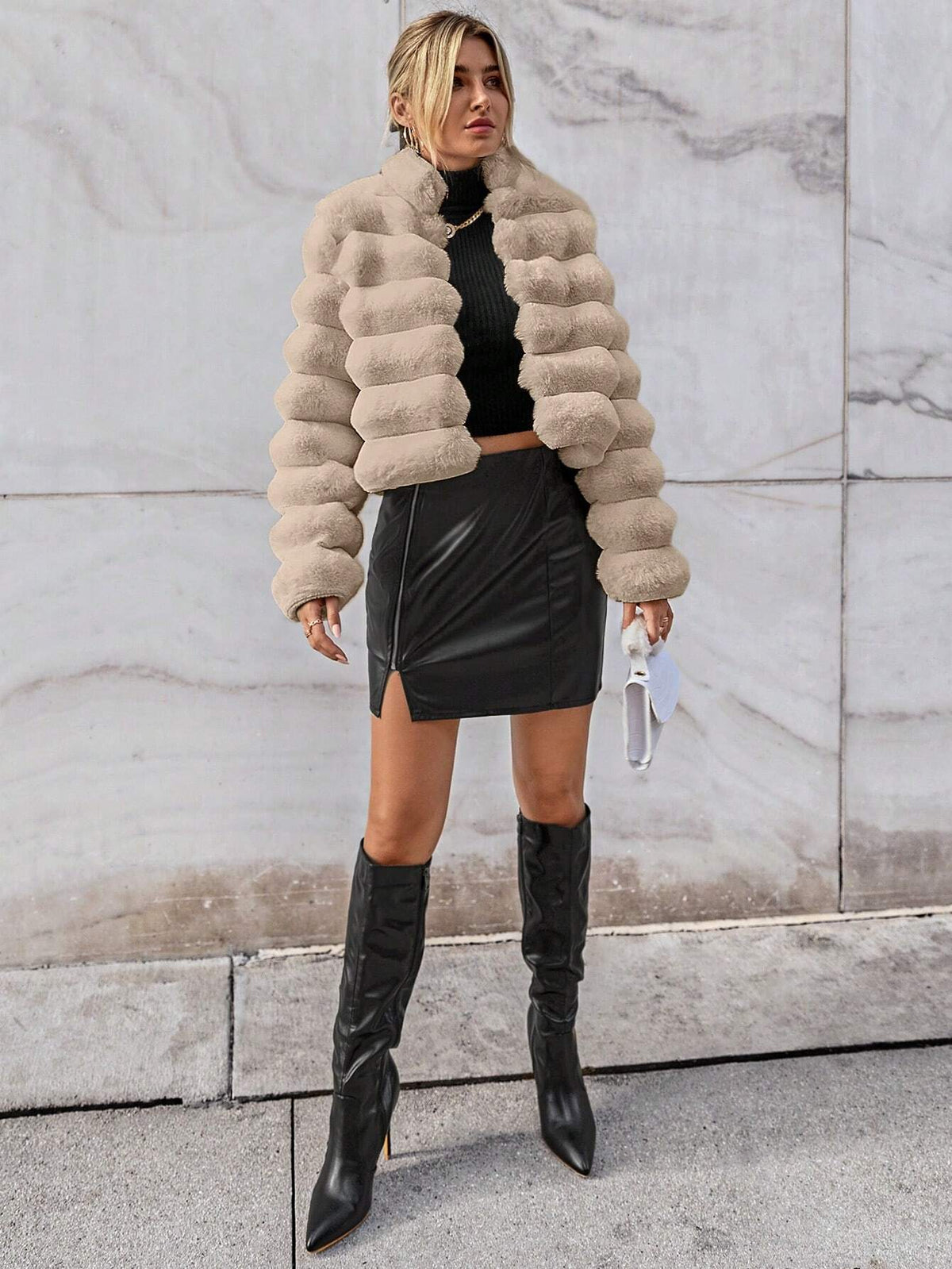 Cappotto monocolore aperto davanti morbido