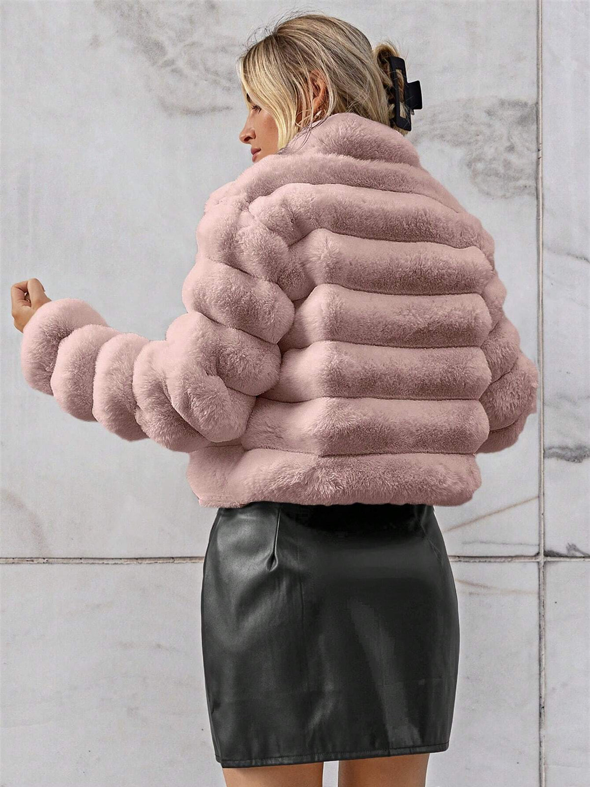 Cappotto monocolore aperto davanti morbido