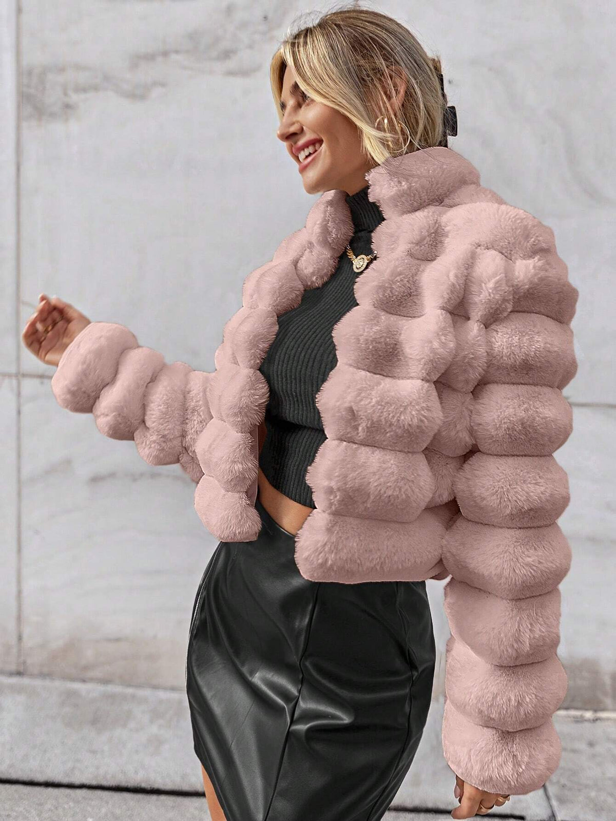 Cappotto monocolore aperto davanti morbido