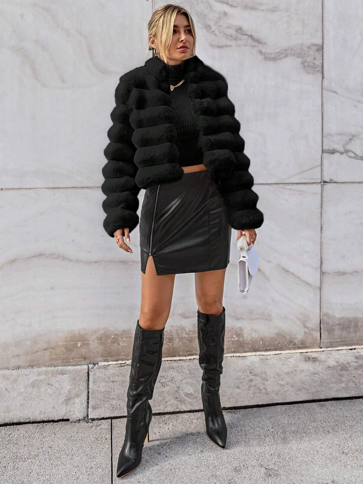 Cappotto monocolore aperto davanti morbido