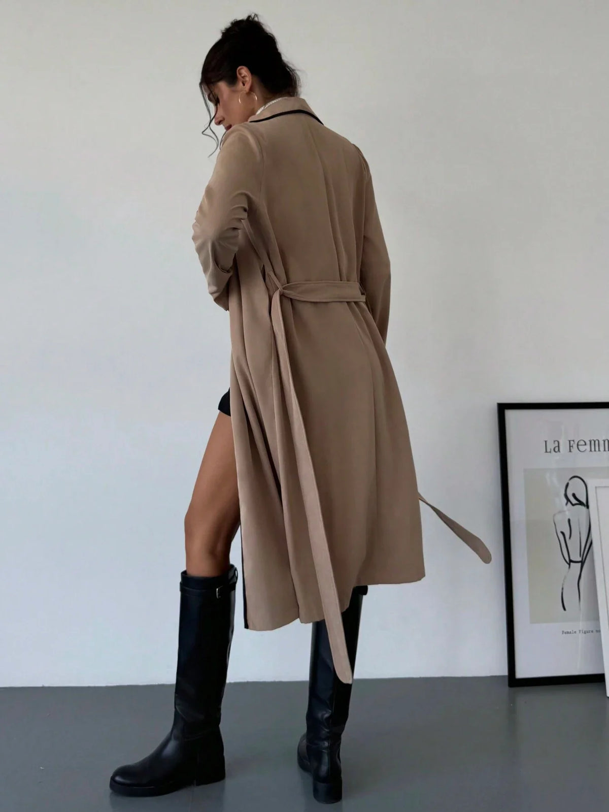 Giacca a vento casual a doppia vita con collo a revers e bordino per donna primavera autunno