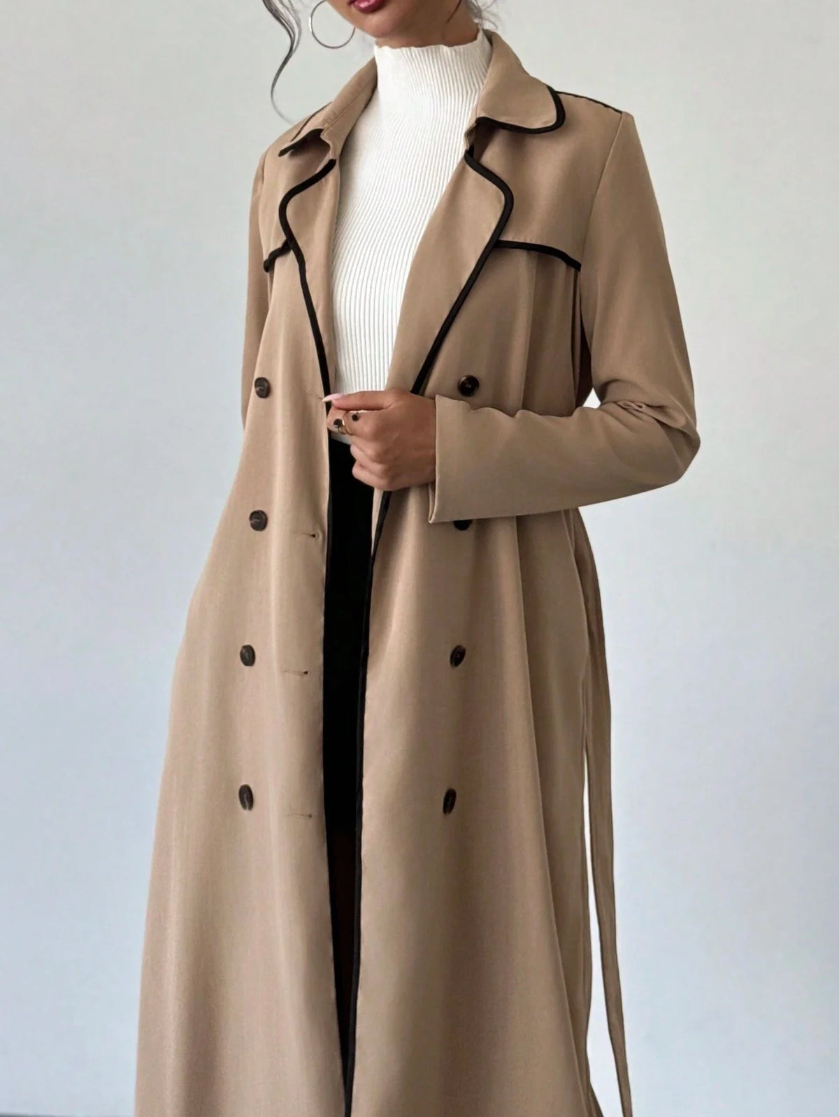 Giacca a vento casual a doppia vita con collo a revers e bordino per donna primavera autunno
