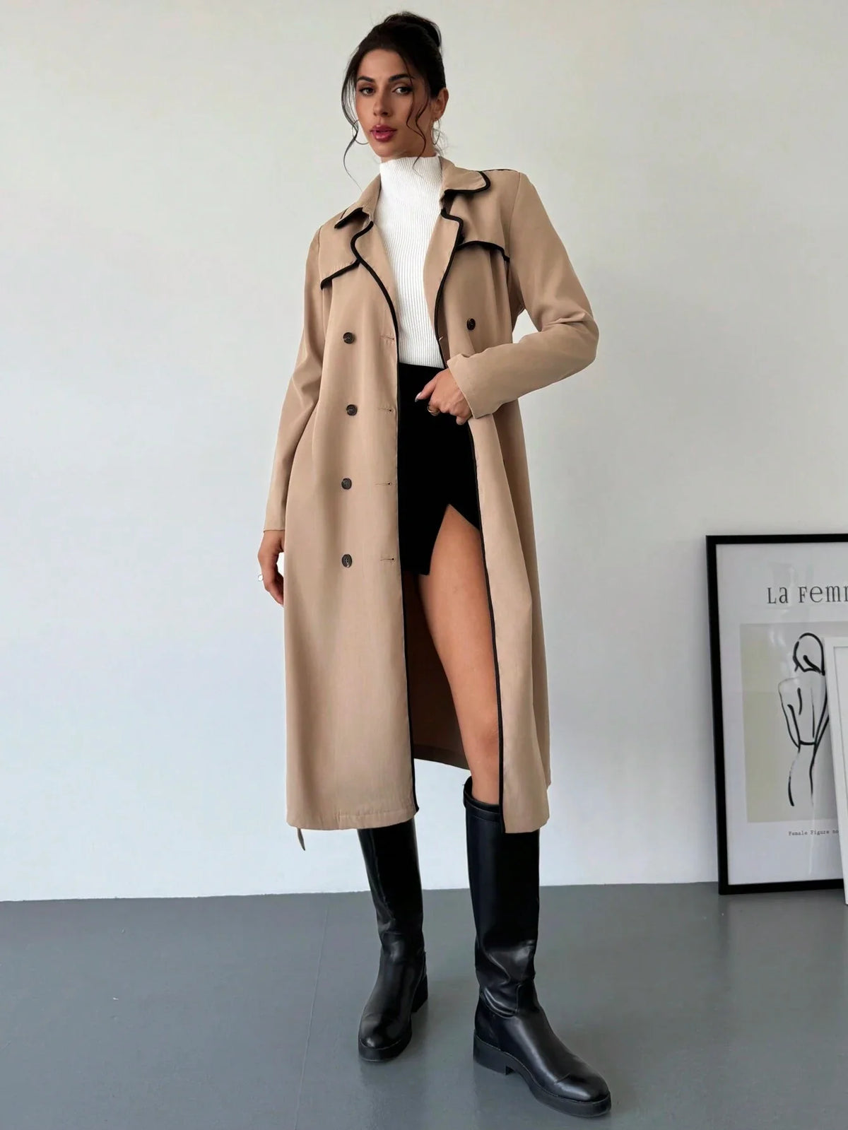 Giacca a vento casual a doppia vita con collo a revers e bordino per donna primavera autunno