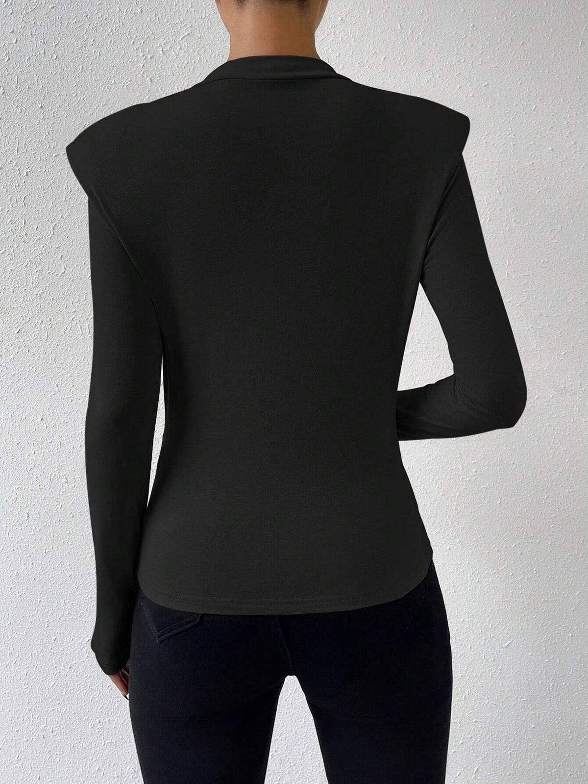 Maglia Alla Moda Tinta Unita Con Spalline Imbottite