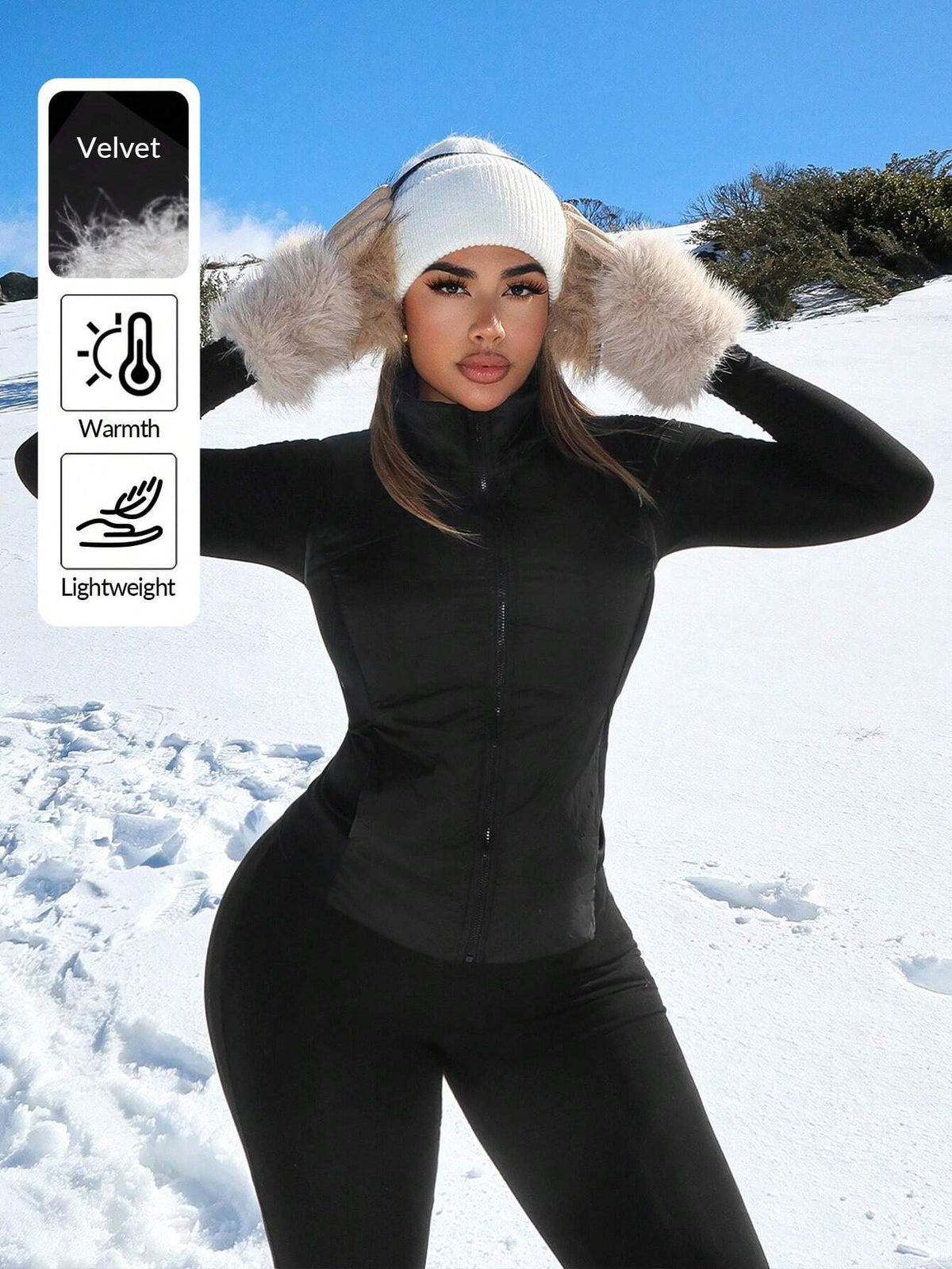 Gilet imbottito con cerniera frontale e collo alto tinta unita, da donna, invernale