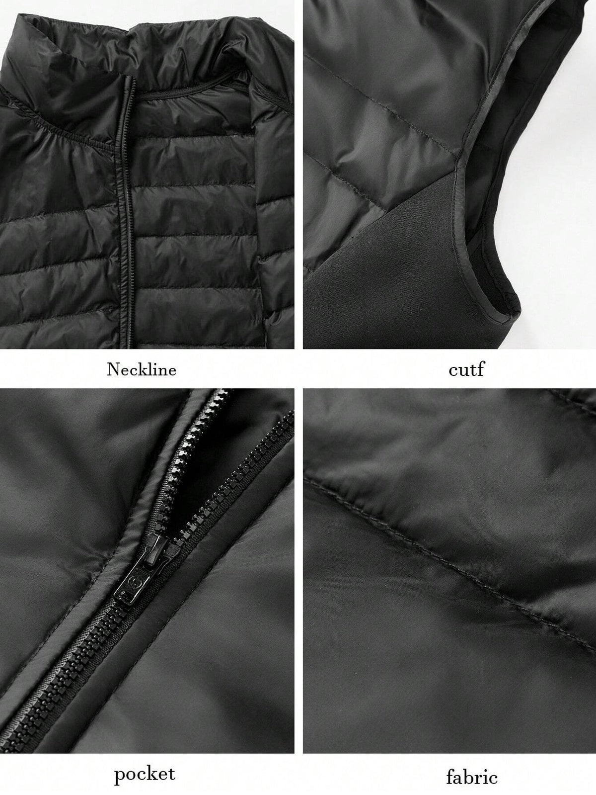 Gilet imbottito con cerniera frontale e collo alto tinta unita, da donna, invernale