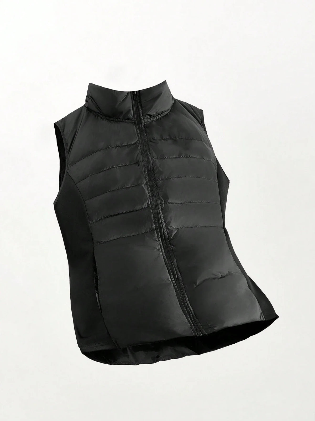 Gilet imbottito con cerniera frontale e collo alto tinta unita, da donna, invernale